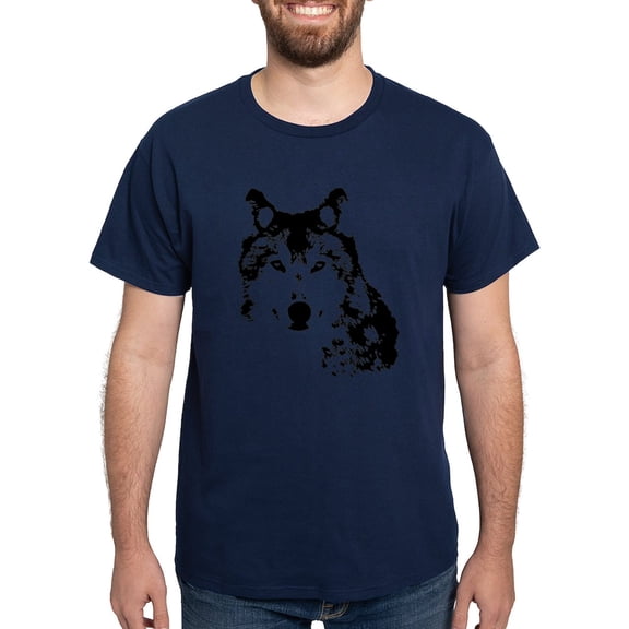 CafePress - Black And White Wolf Men's Value T Shirt - Men's Classic Graphic Cotton T-Shirt