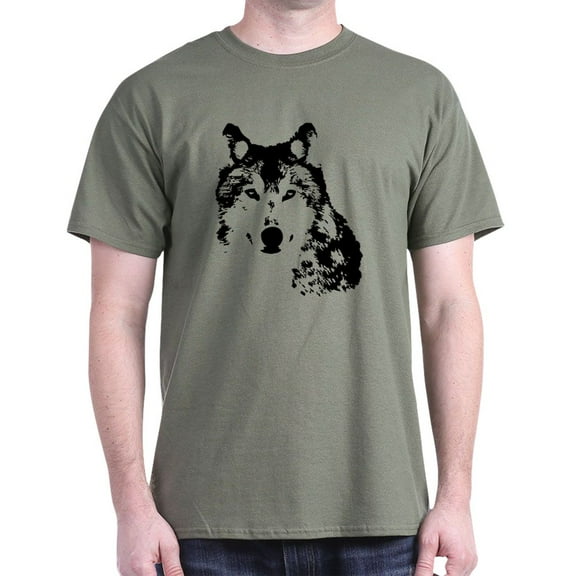 CafePress - Black And White Wolf Men's Value T Shirt - Men's Classic Graphic Cotton T-Shirt