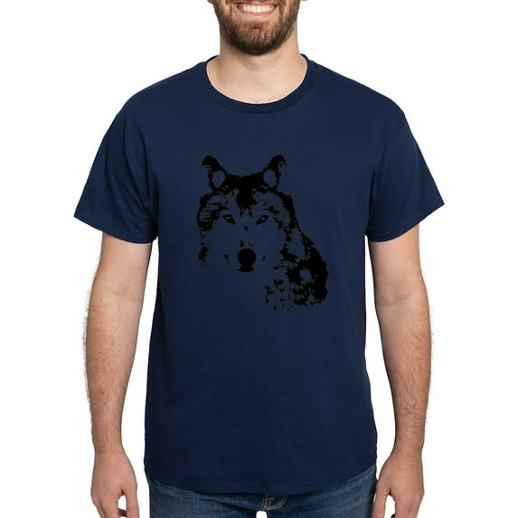 CafePress - Black And White Wolf Men's Value T Shirt - Men's Classic Graphic Cotton T-Shirt