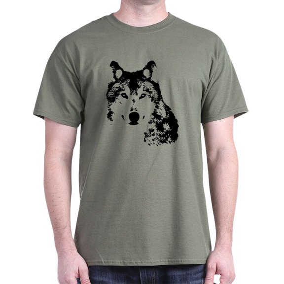 CafePress - Black And White Wolf Men's Value T Shirt - Men's Classic Graphic Cotton T-Shirt