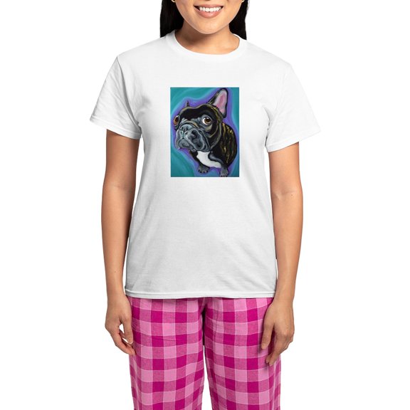 CafePress - Black Brindle French Bulldog Pajamas - Women's Short Sleeve Print T-Shirt and Pants Light Cotton Pajama Set