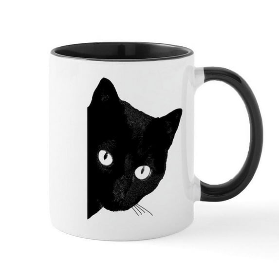 CafePress - Black Cat - 11 oz Ceramic Mug - Novelty Coffee Tea Cup