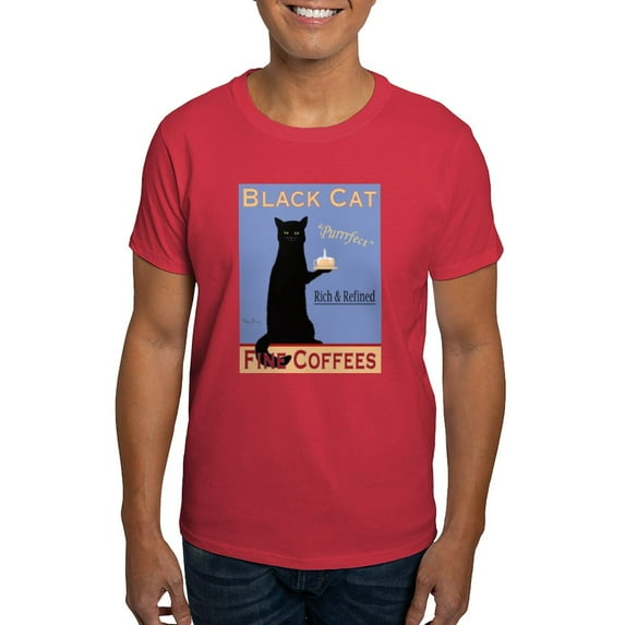 CafePress - Black Cat Coffee Dark T Shirt - Men's Classic Graphic Cotton T-Shirt