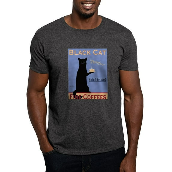 CafePress - Black Cat Coffee Dark T Shirt - Men's Classic Graphic Cotton T-Shirt