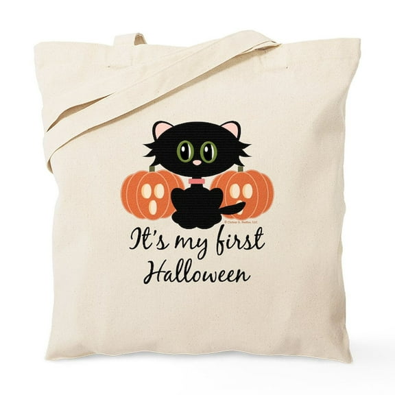 CafePress - Black Cat First Halloween Tote Bag - Unisex Canvas Tote Bag, Beige, 1-Piece