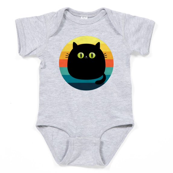CafePress - Black Cat Retro Sunset Body Suit - Cute Infant Bodysuit Baby Romper - Size Newborn - 24 Months