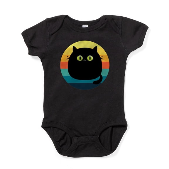 CafePress - Black Cat Retro Sunset Body Suit - Cute Infant Bodysuit Baby Romper - Size Newborn - 24 Months