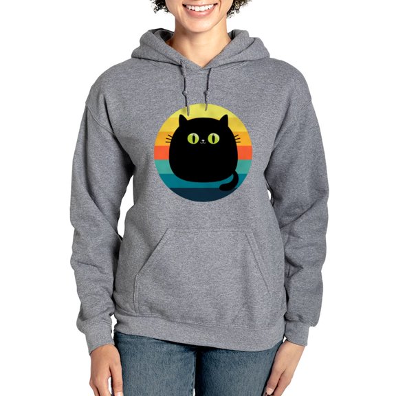CafePress - Black Cat Retro Sunset Sweatshirt - Pullover Hoodie, Classic & Comfortable Hooded Sweatshirt