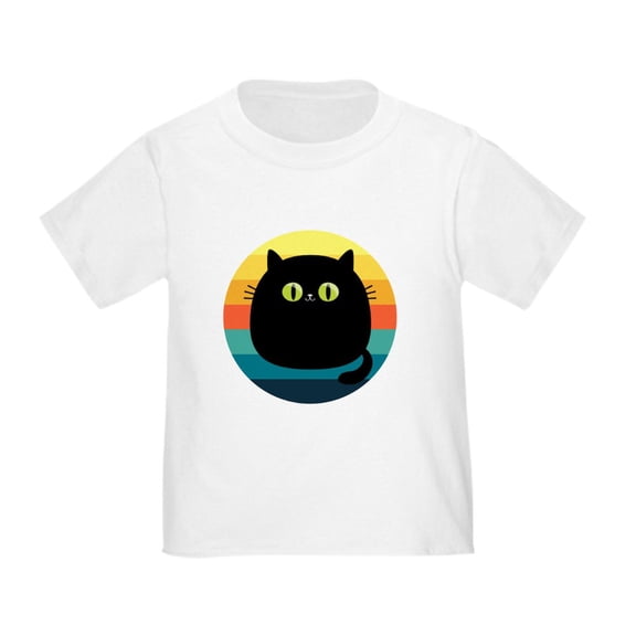 CafePress - Black Cat Retro Sunset T Shirt - Cute Toddler T-Shirt, 100% Cotton