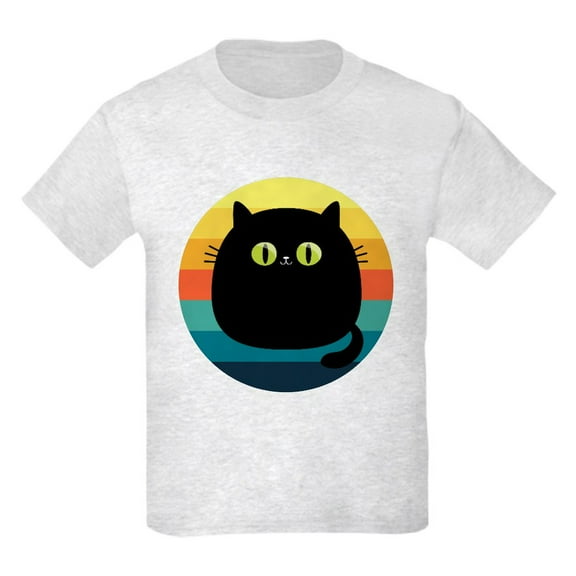 CafePress - Black Cat Retro Sunset T Shirt - Light Classic Kids Graphic, Short Sleeve T-Shirt, Sizes XS-XL