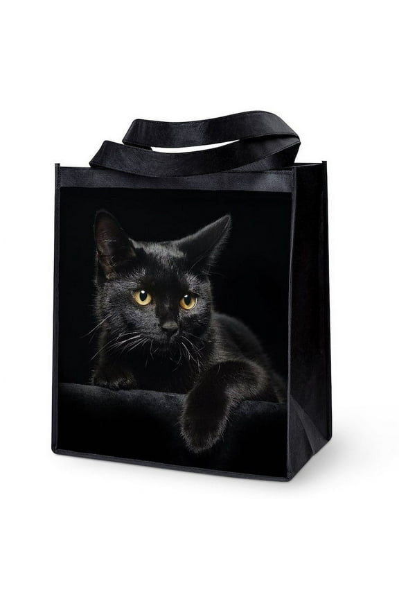 - Black Cat Reusable Grocery Tote Bag - 12"x 13", 100% Recycled, Reusable Grocery Bag