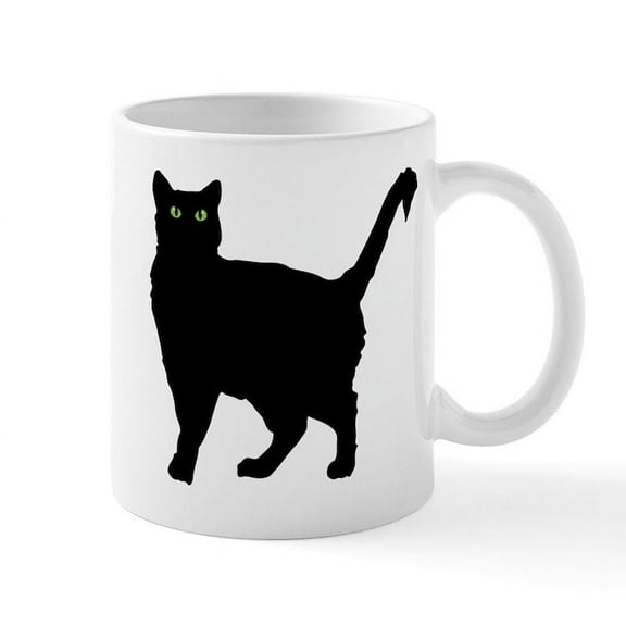 CafePress - Black Cat Silhouette - 11 oz Ceramic Mug - Novelty Coffee Tea Cup