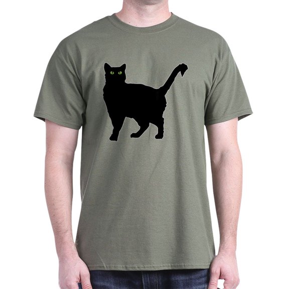 CafePress - Black Cat Silhouette Dark T Shirt - Men's Classic Graphic Cotton T-Shirt