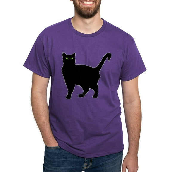 CafePress - Black Cat Silhouette Dark T Shirt - Men's Classic Graphic Cotton T-Shirt
