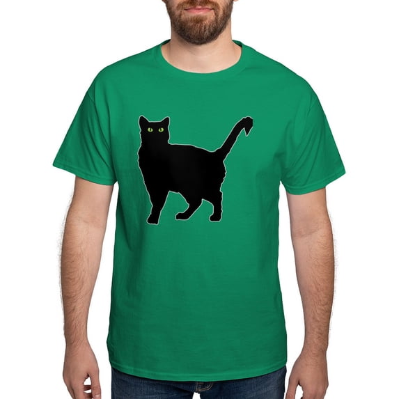 CafePress - Black Cat Silhouette Dark T Shirt - Men's Classic Graphic Cotton T-Shirt