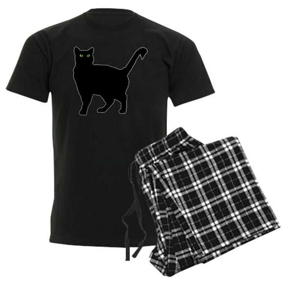 CafePress - Black Cat Silhouette Men's Dark Pajamas - Men's Dark Loose Fit Cotton Pajama Set