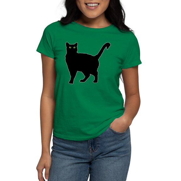 CafePress - Black Cat Silhouette Women's Classic T Shirt - Women's Traditional Fit Dark T-Shirt