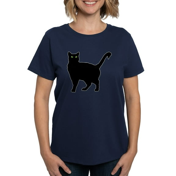 CafePress - Black Cat Silhouette Women's Classic T Shirt - Women's Traditional Fit Dark T-Shirt