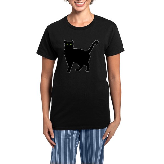CafePress - Black Cat Silhouette Women's Dark Pajamas - Women's Short Sleeve Print T-Shirt and Pants Dark Cotton Pajama Set
