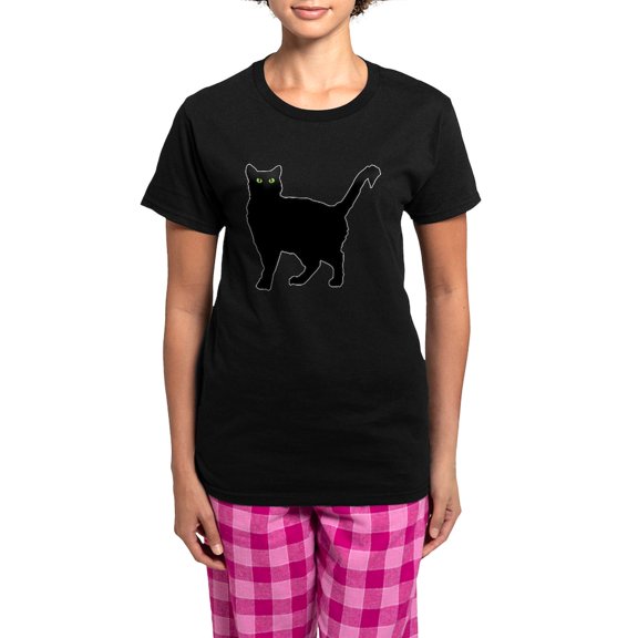 CafePress - Black Cat Silhouette Women's Dark Pajamas - Women's Short Sleeve Print T-Shirt and Pants Dark Cotton Pajama Set