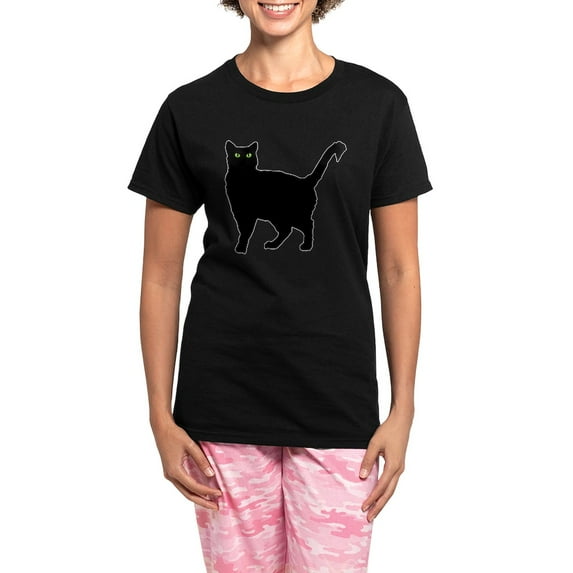 CafePress - Black Cat Silhouette Women's Dark Pajamas - Women's Short Sleeve Print T-Shirt and Pants Dark Cotton Pajama Set