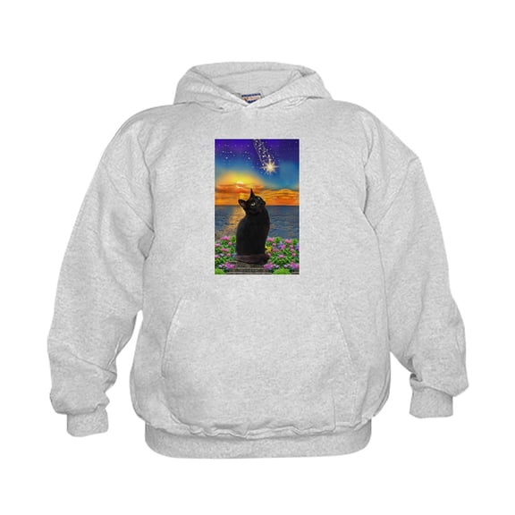 CafePress - Black Cat Star Gazing Hoodie - Kids Hooded Sweatshirt, Classic Hoodie