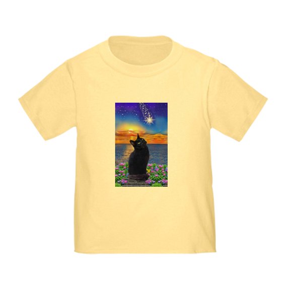 CafePress - Black Cat Star Gazing T Shirt - Cute Toddler T-Shirt, 100% Cotton
