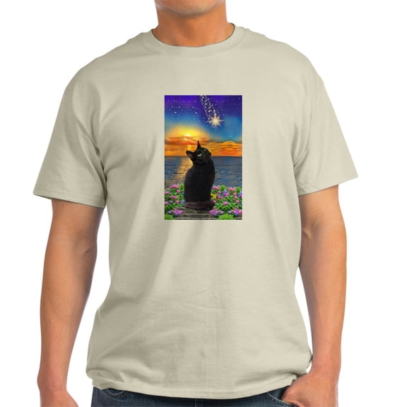 CafePress - Black Cat Star Gazing T Shirt - Men's Classic Graphic T-Shirt