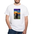 thumbnail image 1 of CafePress - Black Cat Star Gazing T Shirt - Men's White Classic Cotton T-Shirts, 1 of 4