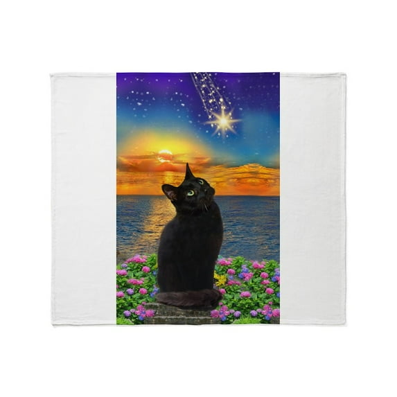 CafePress - Black Cat Star Gazing Throw Blanket - Soft Fleece Throw Blanket, 50"x60" for All Ages