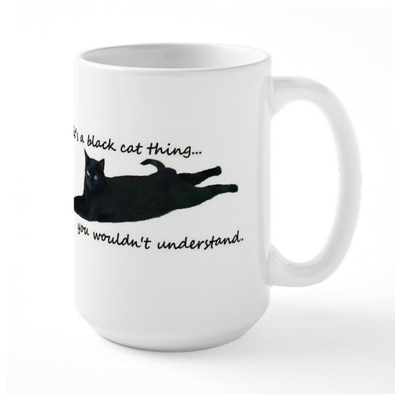 CafePress - Black Cat Thing Mugs - 15 oz Ceramic Large White Novelty Mug
