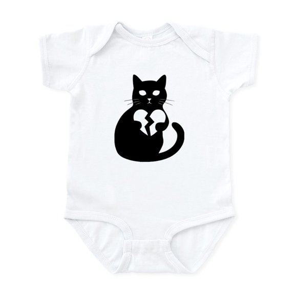 CafePress - Black Cat With Broken Heart - Baby Light Bodysuit, Size Newborn - 24 Months
