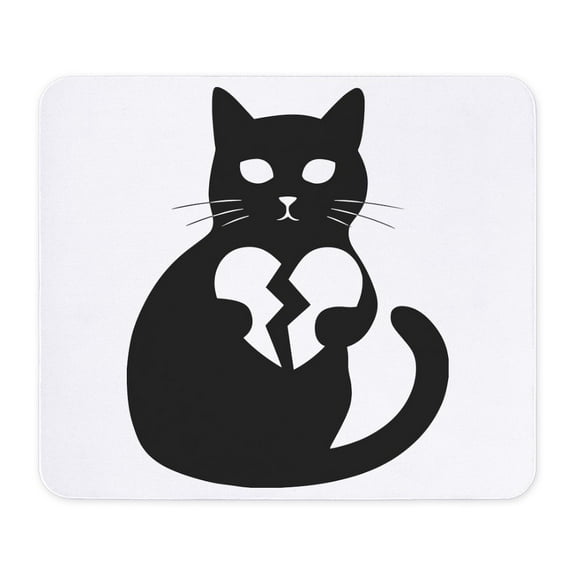 CafePress - Black Cat With Broken Heart - Non-slip Rubber Mousepad, Gaming Mouse Pad