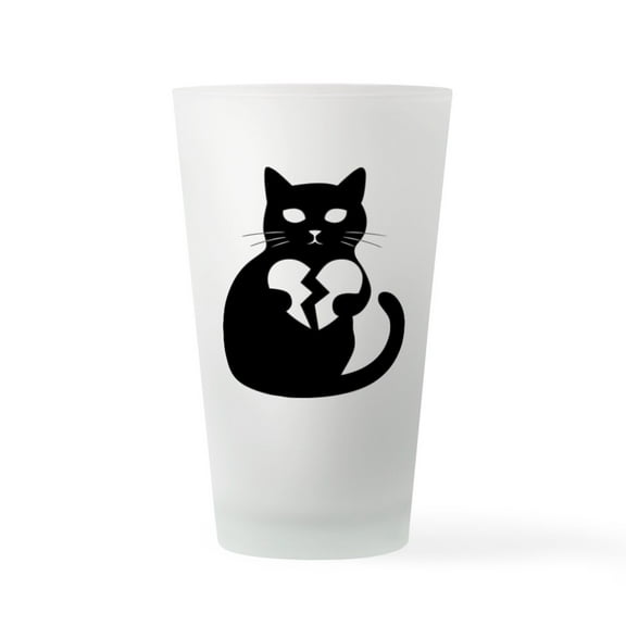 CafePress - Black Cat With Broken Heart - Pint Glass, Drinking Glass, 16 oz. CafePress