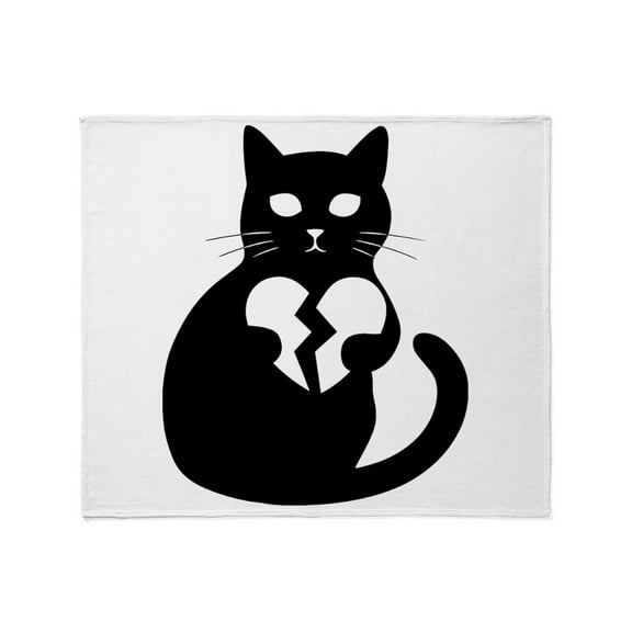 CafePress - Black Cat With Broken Heart - Soft Fleece Throw Blanket, 50"x60" for All Ages