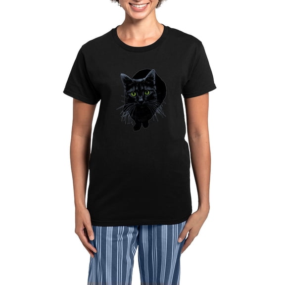 CafePress - Black Cat Women's Dark Pajamas - Women's Short Sleeve Print T-Shirt and Pants Dark Cotton Pajama Set