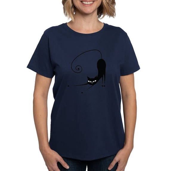 CafePress - Black Cat Women's Dark T Shirt - Women's Traditional Fit Dark T-Shirt