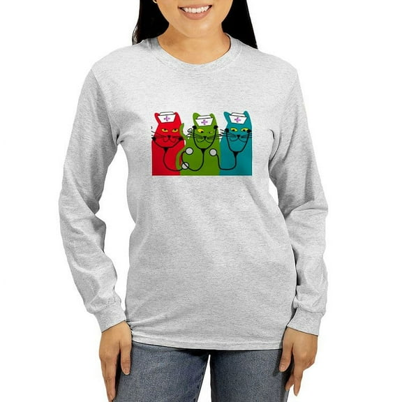 CafePress - Black Cats NURSE BEST Women's Long Sleeve T Shirt - Women's Long Sleeve Graphic Casual T-Shirt
