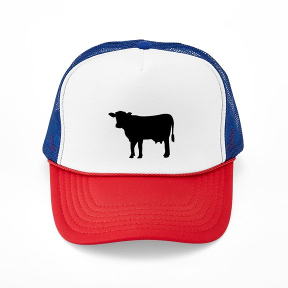 CafePress - Black Cow - Adjustable Unisex Printed Trucker Hat with Mesh Back