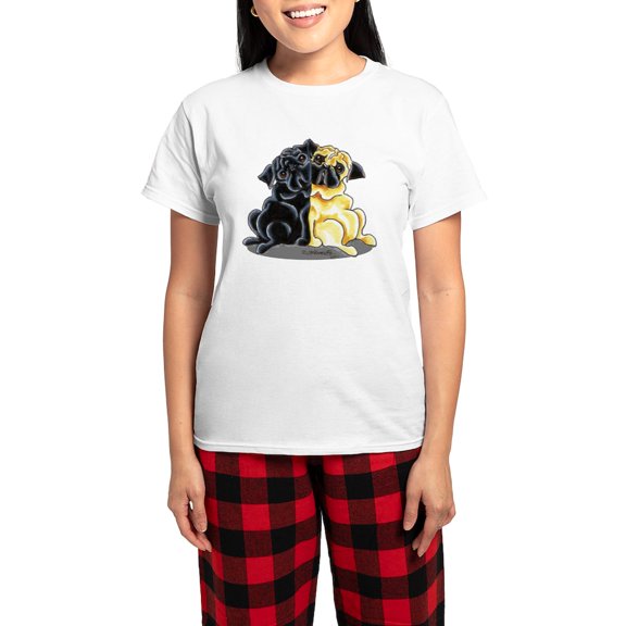 CafePress - Black Fawn Pug Women's Dark Pajamas - Women's Short Sleeve Print T-Shirt and Pants Light Cotton Pajama Set