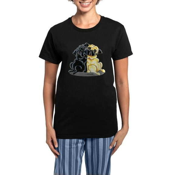 CafePress - Black Fawn Pug Women's Dark Pajamas - Women's Short Sleeve Print T-Shirt and Pants Dark Cotton Pajama Set