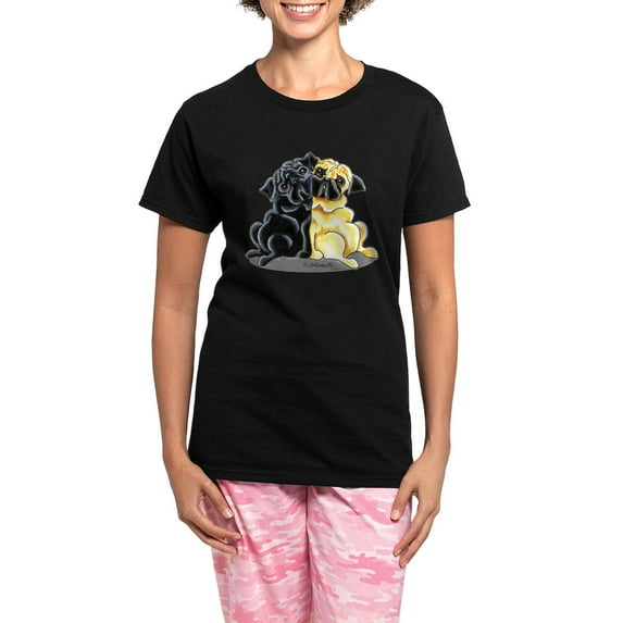 CafePress - Black Fawn Pug Women's Dark Pajamas - Women's Short Sleeve Print T-Shirt and Pants Dark Cotton Pajama Set