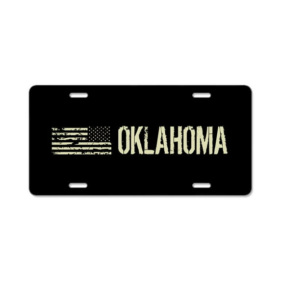 CafePress - Black Flag: Oklahoma - Aluminum License Plate, Front License Plate, Vanity Tag