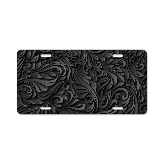 CafePress - Black Flourish - Aluminum License Plate, Front License Plate, Vanity Tag