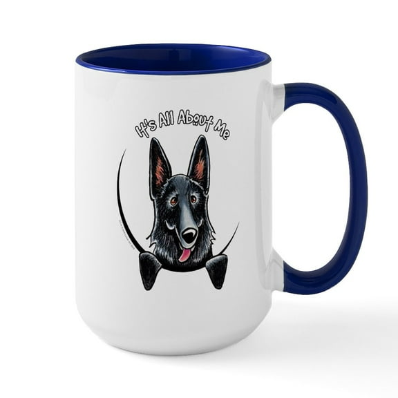 CafePress - Black GSD IAAM Large Mug - 15 oz Ceramic Large White Novelty Mug