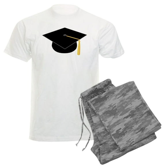 CafePress - Black Graduation Cap Men's Light Pajamas - Men's Light Loose Fit Cotton Pajama Set