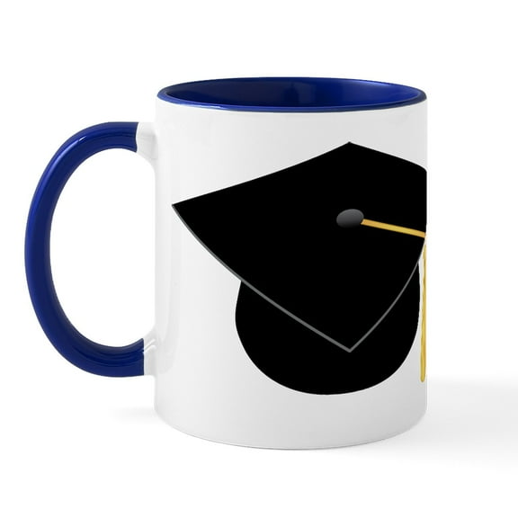 CafePress - Black Graduation Cap Mug - 11 oz Ceramic Mug - Novelty Coffee Tea Cup