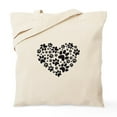 thumbnail image 1 of CafePress - Black Heart With Paws, Animal Foodprint Pattern To - Unisex Canvas Tote Bag, Beige, 1-Piece, 1 of 6