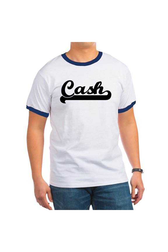 - Black Jersey: Cash Ringer T - 100% Cotton Ringed T-Shirt
