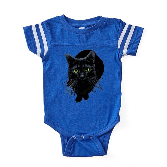 CafePress - Black Kitty - Cute Infant Baby Football Bodysuit